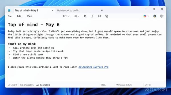 Почти Word - Microsoft добавила в приложение Блокнот расширенные возможности форматирования текста